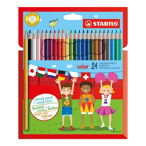 Farbičky šesť-hranné STABILO color, 20 ks rôznych farieb + 4 neónové farby