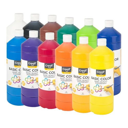 CREALL sada temperových farieb, 12x 500 ml, mix základných farieb