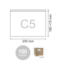 Obálka C5 transportná/priehľadná 240x160+20 mm, bal/100 ks