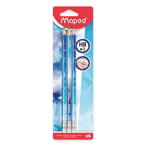 Grafitová ceruzka Maped Arctic s gumou  - 6 ks, tvrdosť HB, blister