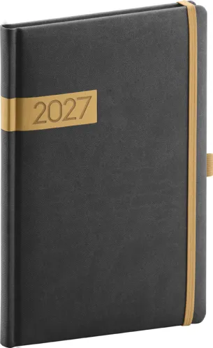 NOTIQUE Týždenný diár Twill 2027, čierno-zlatý, 15 x 21 cm, výber z variant
