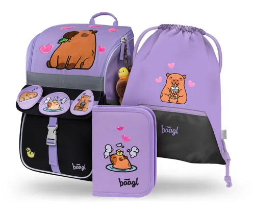 BAAGL SADA 3 Zippy Kapybara: aktovka, peračník, vrecko