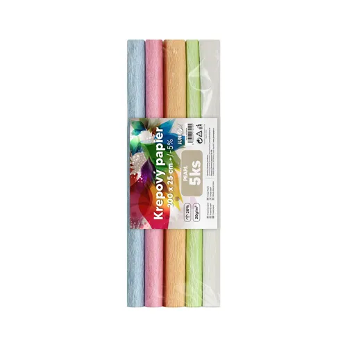 Krepový papier JUNIOR 200x25 cm PEARL (sada 5 ks)