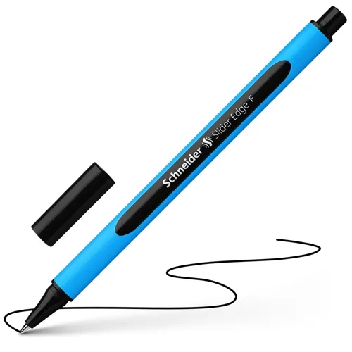 Guľôčkové pero, 0,3 mm, s uzáverom, SCHNEIDER "Slider Edge F", čierne