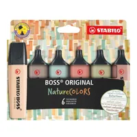 Zvýrazňovač STABILO BOSS ORIGINAL NatureCOLORS - 6 ks sada + Darček