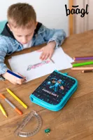 BAAGL Školský peračník jednoposchodový Minecraft Blue Axe (5)