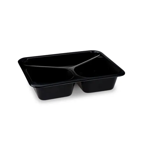 Menu misa (PP) Reware Lunch 3dielna opakovane použiteľná čierna 227 x 178 x 49 mm [20 ks]