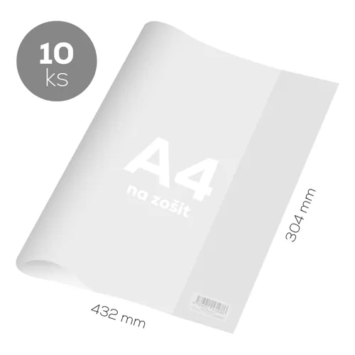 Obal na zošit A4 PVC 432x304 mm, hrubý / transparentný, 10 ks