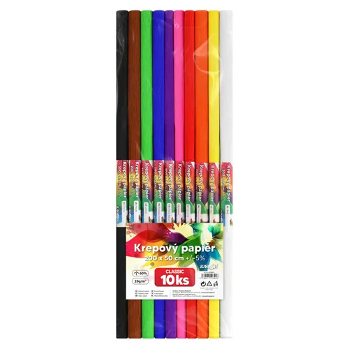 Krepový papier JUNIOR - sada CLASSIC 10 ks, 50x200 cm