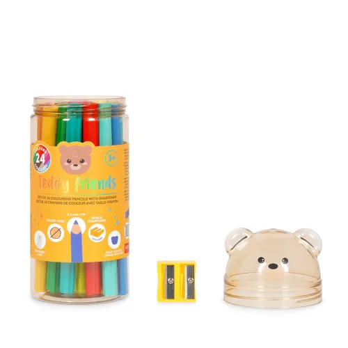 Legami Pastelky - Teddy Friends, sada 24ks  so strúhadlom