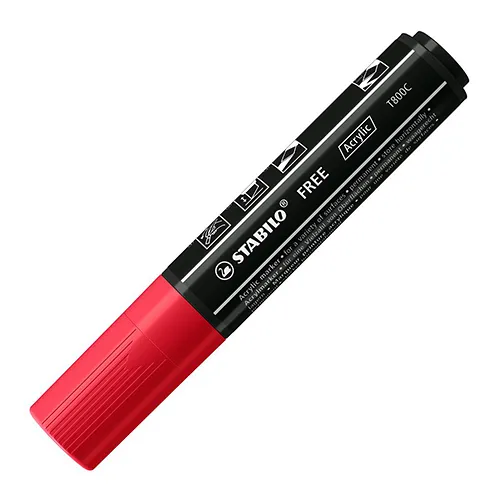 Akrylový popisovač STABILO FREE Acrylic T800C Klinový hrot 4-10 mm - karmínový