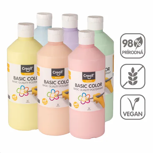 CREALL sada temperových farieb, Pastel, 6x 500 ml, mix pastelových farieb