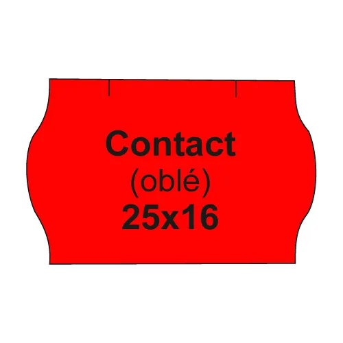 Etikety cen. CONTACT 25x16 oblé - 1125 etikiet/kotúčik, červené