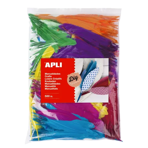 APLI pierka indiánske, Jumbo pack, 500 ks, mix veľkostí a farieb